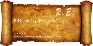 Ráduly Enikő névjegykártya